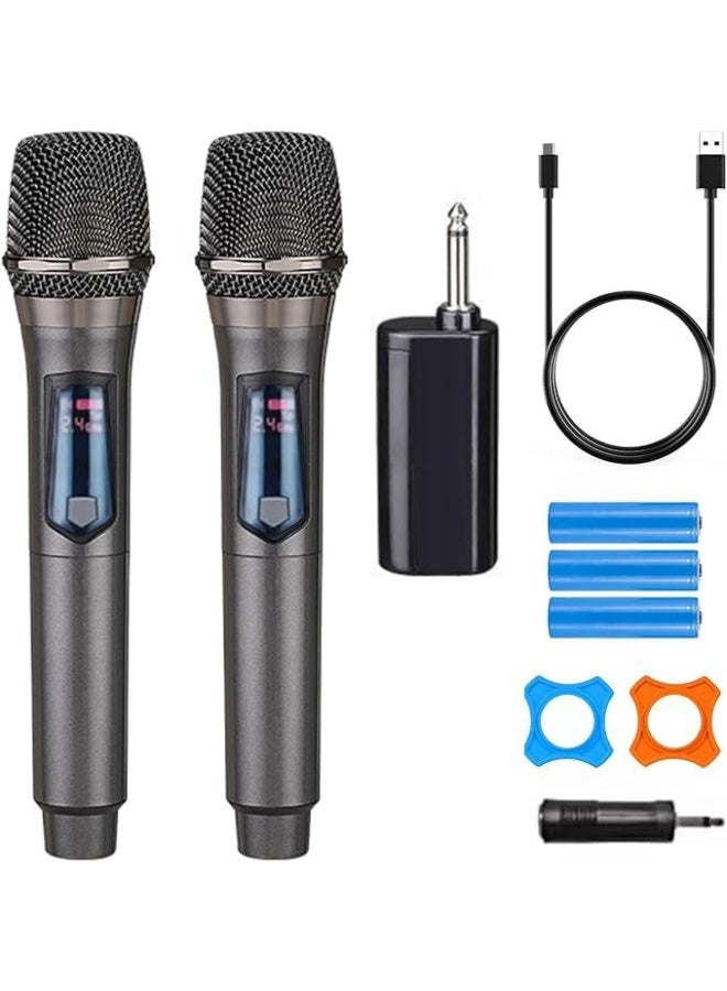 Arabest Wireless Microphone, Rechargeable Fixed Frequency Wireless Dual Microphone,Handheld Dynamic mic,Karaoke Singing, Weddings DJ,Party, Church, Classroom use, 200 feet, Gray.(2 Versions Randomly Shipped) - Image 1